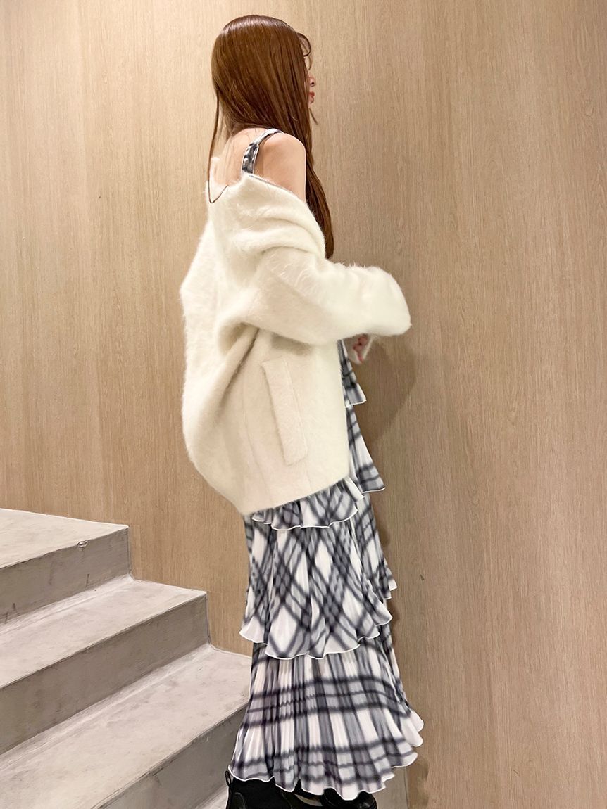 SNIDEL「アルパカシャギージップコート」|ブルゾン・スタジャン|