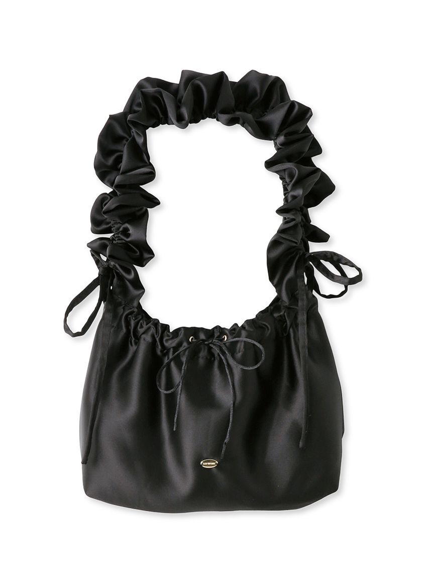 LILY BROWN Lingerie「【LILY BROWN Lingerie】サテンギャザーバケットバッグ」|ハンドバッグ|BLK