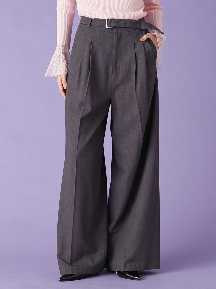 LILY BROWN「ベルト付きタックワイドパンツ」|その他|