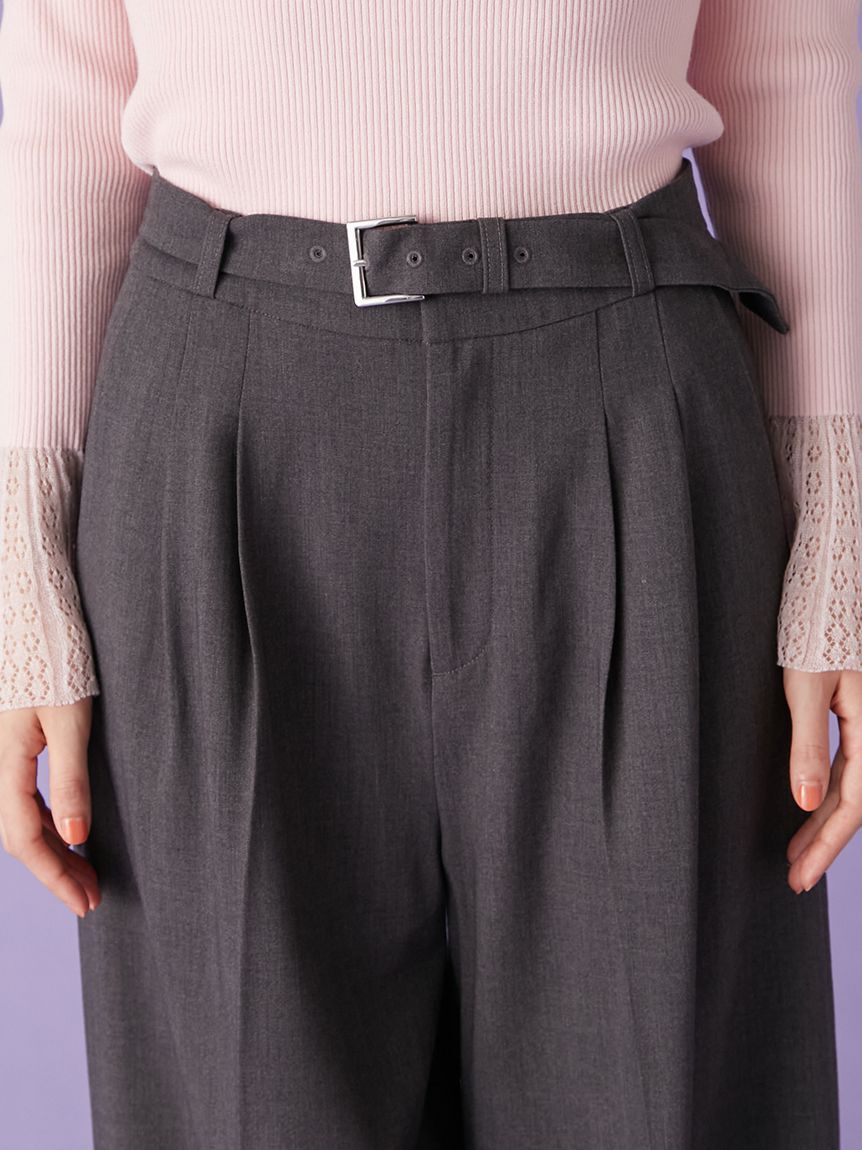 LILY BROWN「ベルト付きタックワイドパンツ」|その他|