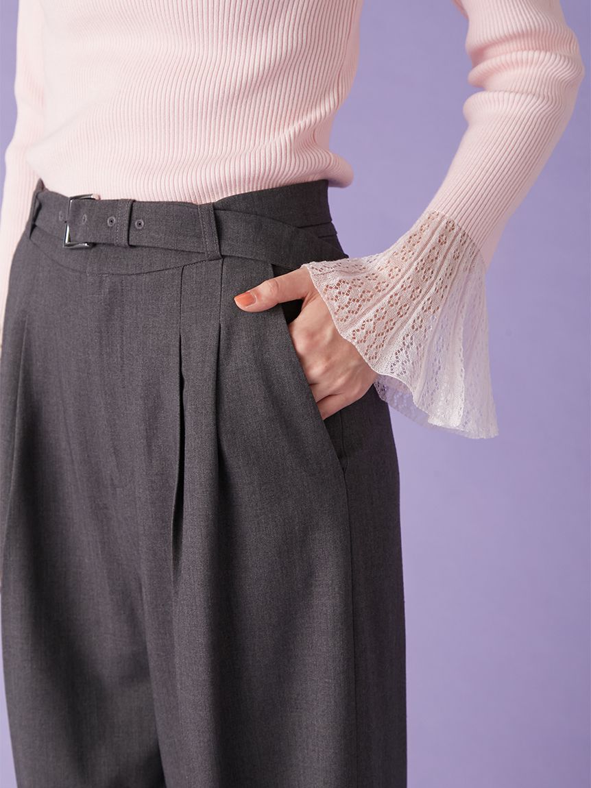 LILY BROWN「ベルト付きタックワイドパンツ」|その他|