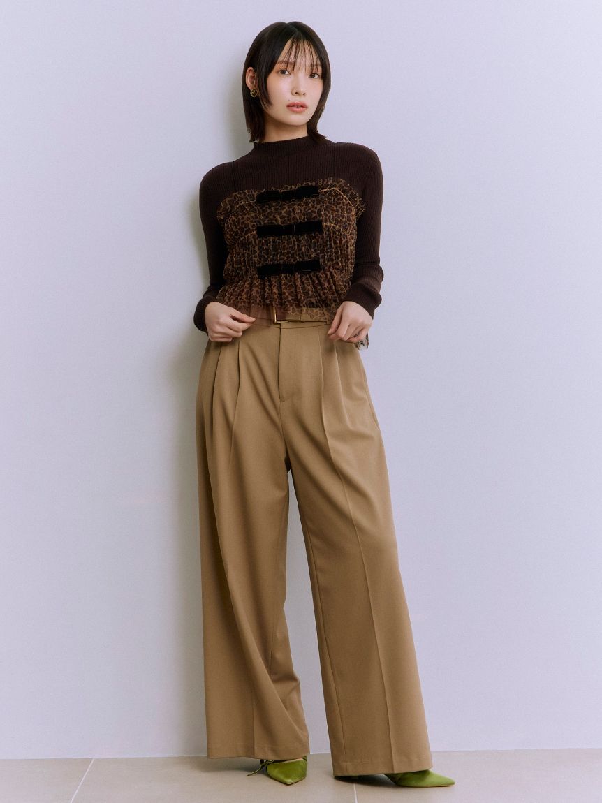 LILY BROWN「ベルト付きタックワイドパンツ」|その他|