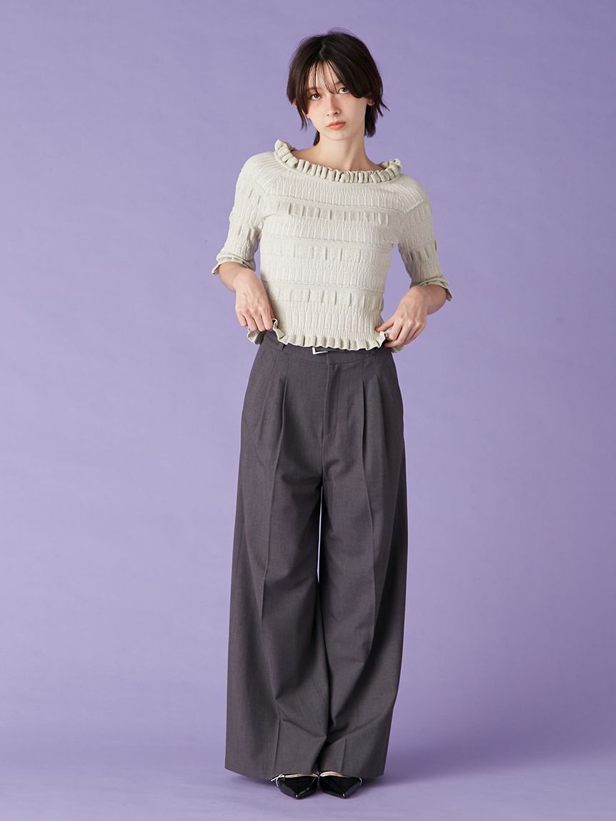 LILY BROWN「ベルト付きタックワイドパンツ」|その他|
