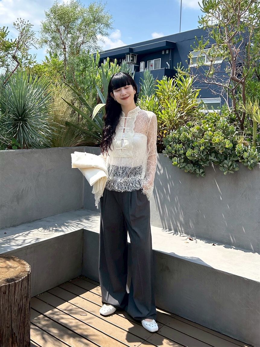 LILY BROWN「ベルト付きタックワイドパンツ」|その他|