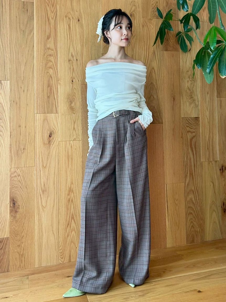 LILY BROWN「ベルト付きタックワイドパンツ」|その他|