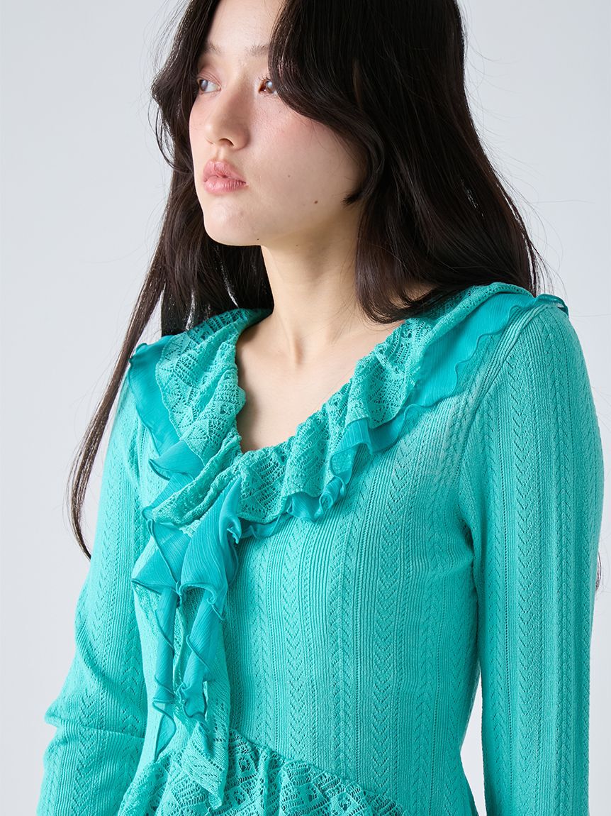 LILY BROWN「【限定カラー】ボリュームフリルニットトップス」|ニット・セーター|