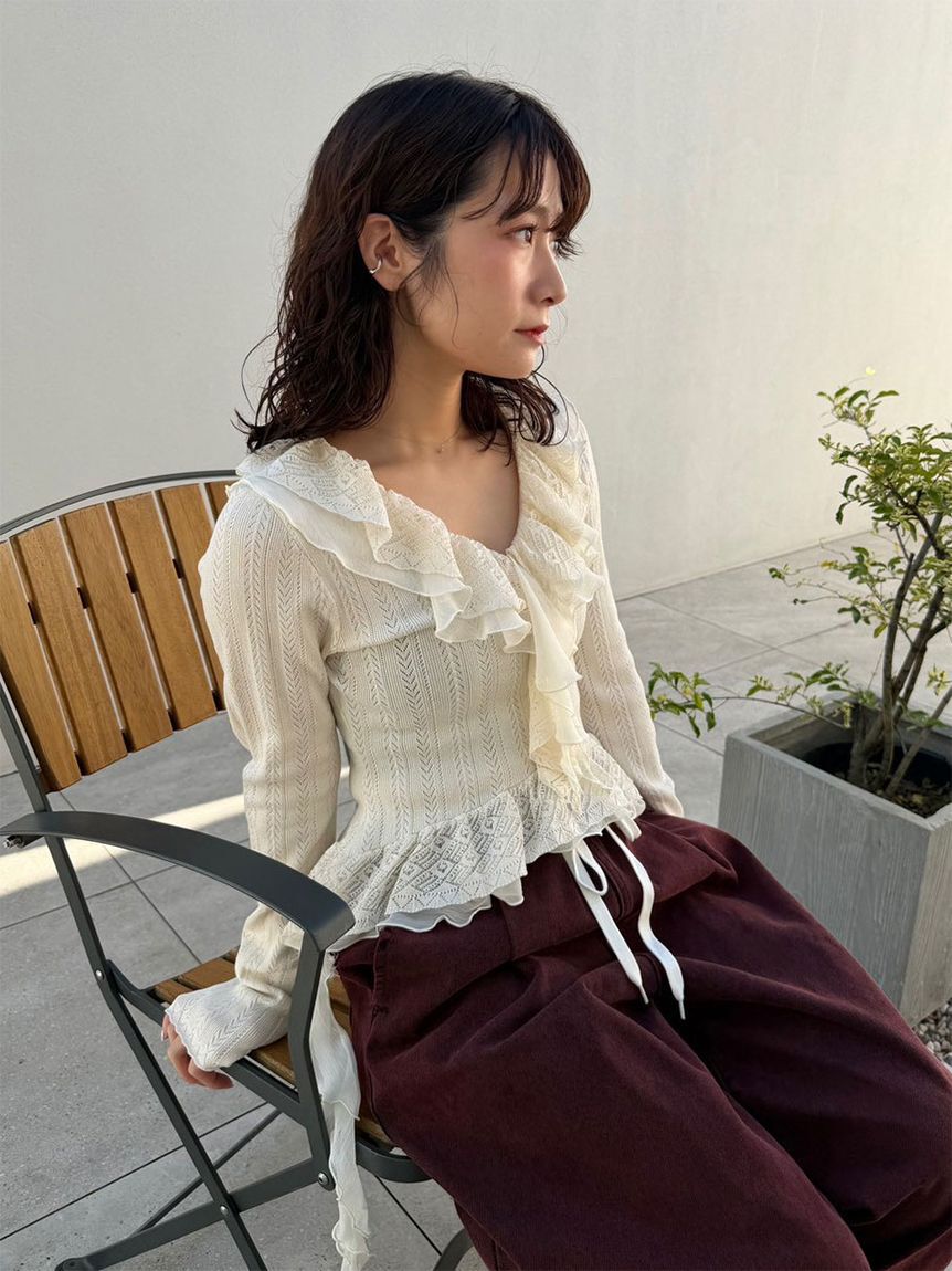 LILY BROWN「【限定カラー】ボリュームフリルニットトップス」|ニット・セーター|