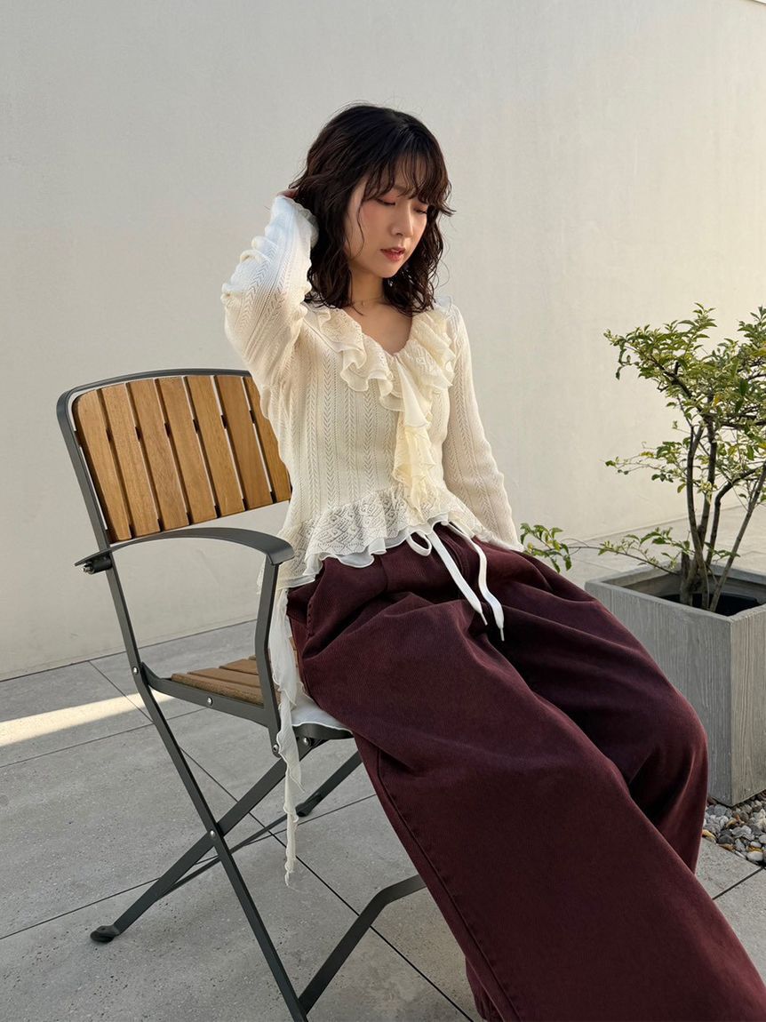 LILY BROWN「【限定カラー】ボリュームフリルニットトップス」|ニット・セーター|