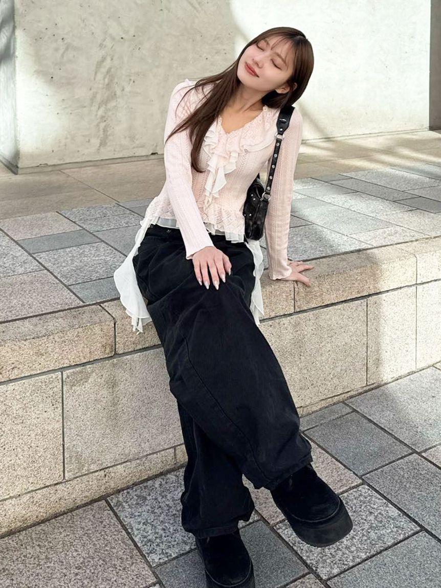 LILY BROWN「【限定カラー】ボリュームフリルニットトップス」|ニット・セーター|