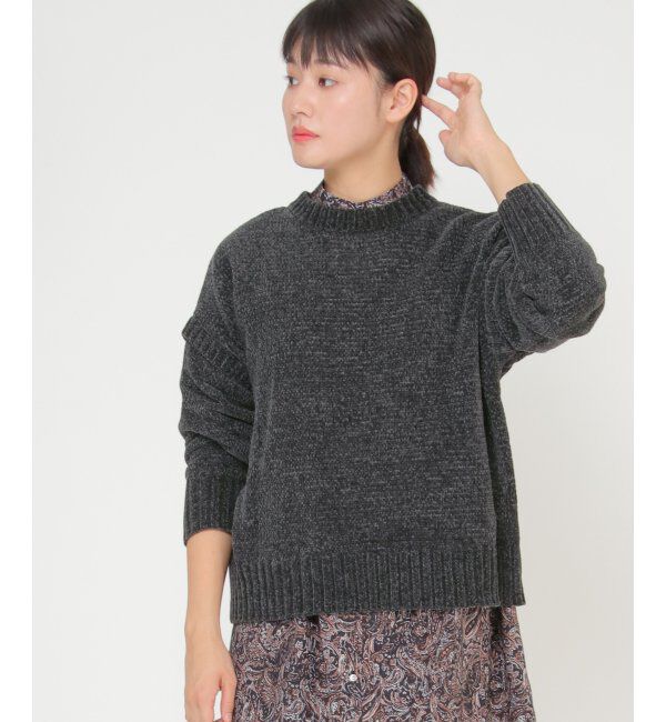 ikka「モールニット袖デザインプルオーバー」|プルオーバー|チャコール