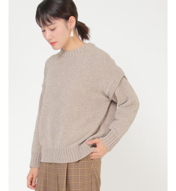 ikka「モールニット袖デザインプルオーバー」|プルオーバー|クルミ