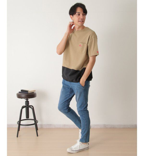 ikka「URBAN NATURE LIFE アーバンネイチャーライフ バイカラードロストTシャツ」|Tシャツ・カットソー|