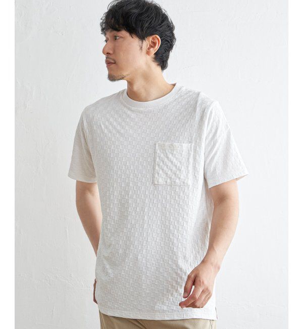 IKKA LOUNGE「リンクスジャカード市松Tシャツ」|Tシャツ・カットソー|