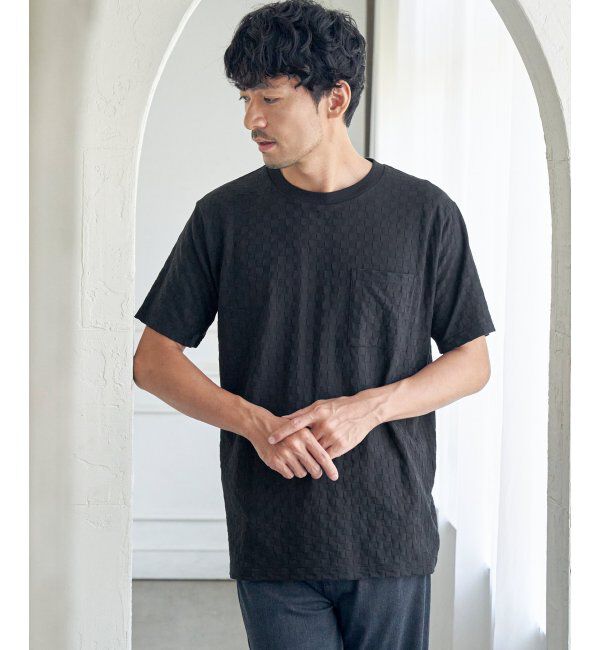IKKA LOUNGE「リンクスジャカード市松Tシャツ」|Tシャツ・カットソー|