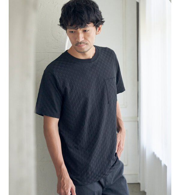IKKA LOUNGE「リンクスジャカード市松Tシャツ」|Tシャツ・カットソー|