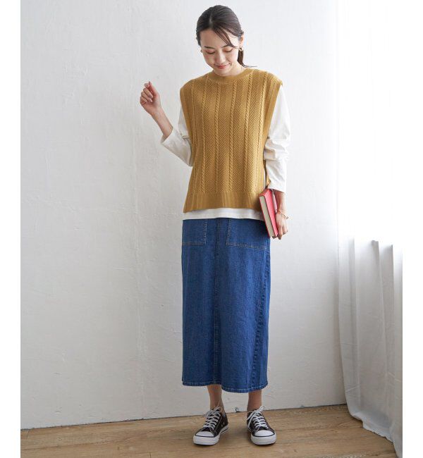 ikka「サイドリボンニットベスト」|ニット・セーター|