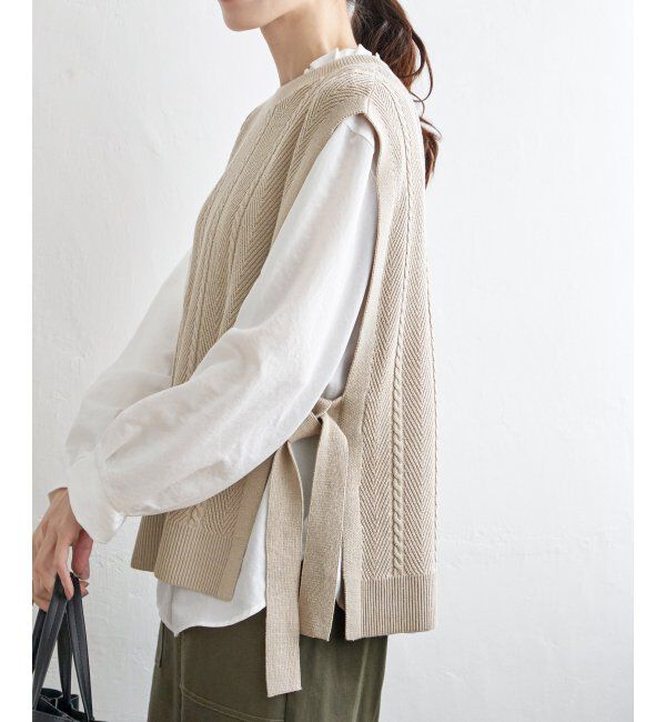 ikka「サイドリボンニットベスト」|ニット・セーター|