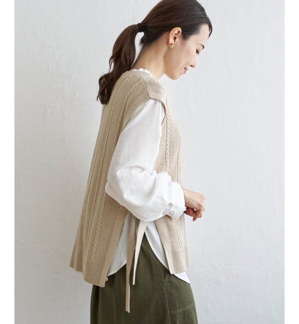 ikka「サイドリボンニットベスト」|ニット・セーター|
