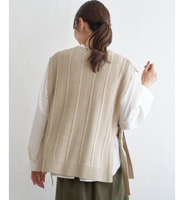 ikka「サイドリボンニットベスト」|ニット・セーター|