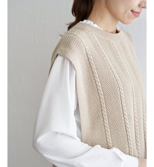 ikka「サイドリボンニットベスト」|ニット・セーター|