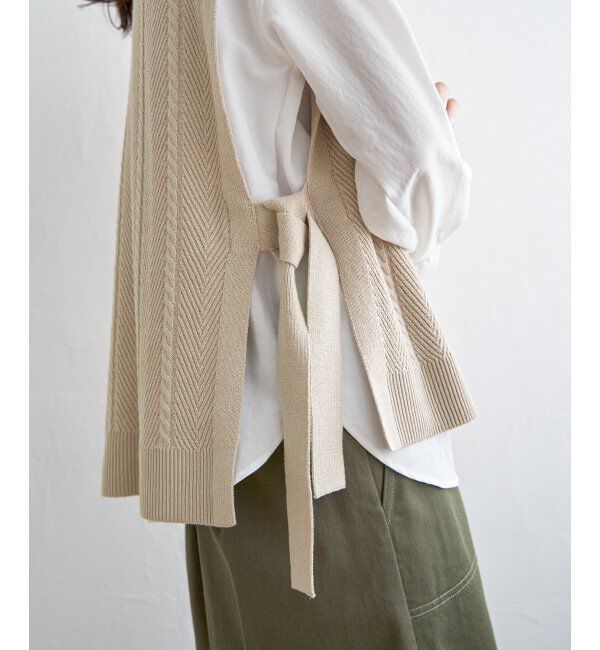 ikka「サイドリボンニットベスト」|ニット・セーター|