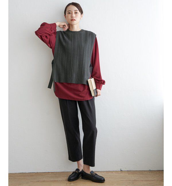 ikka「サイドリボンニットベスト」|ニット・セーター|