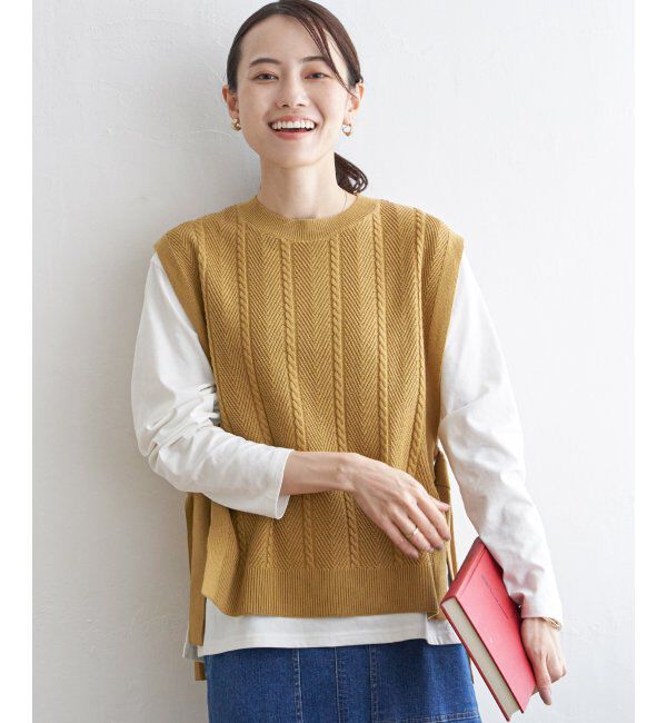 ikka「サイドリボンニットベスト」|ニット・セーター|
