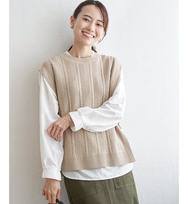 ikka「サイドリボンニットベスト」|ニット・セーター|