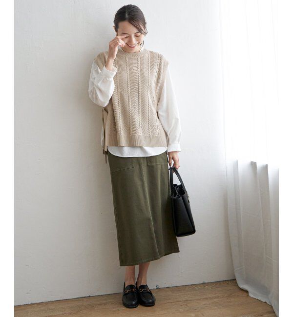 ikka「サイドリボンニットベスト」|ニット・セーター|