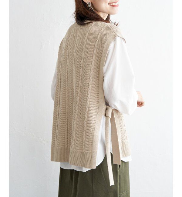 ikka「サイドリボンニットベスト」|ニット・セーター|