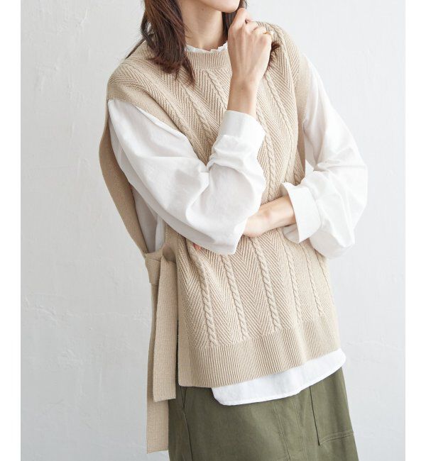 ikka「サイドリボンニットベスト」|ニット・セーター|