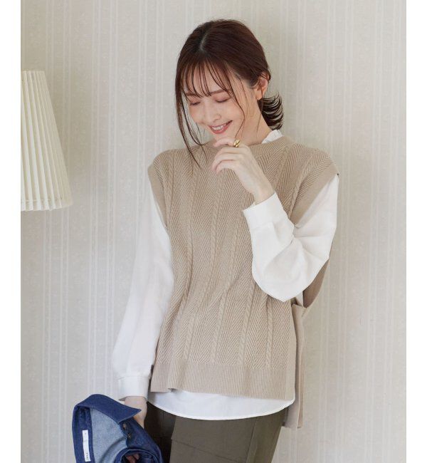 ikka「サイドリボンニットベスト」|ニット・セーター|