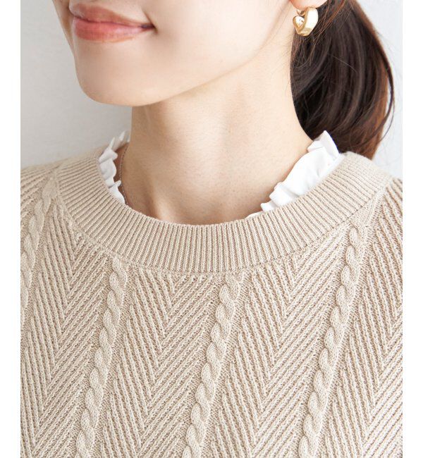 ikka「サイドリボンニットベスト」|ニット・セーター|