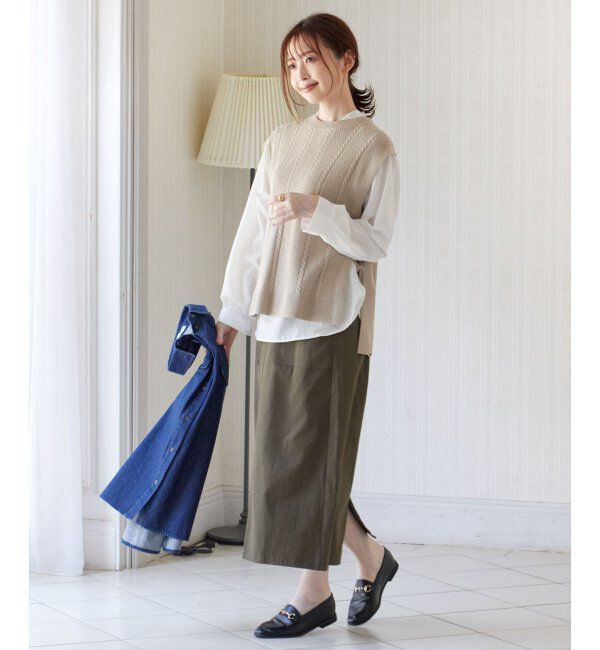 ikka「サイドリボンニットベスト」|ニット・セーター|