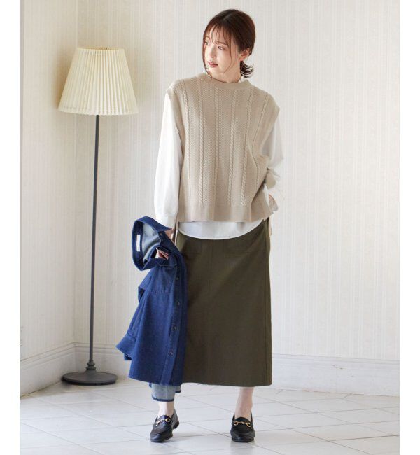 ikka「サイドリボンニットベスト」|ニット・セーター|