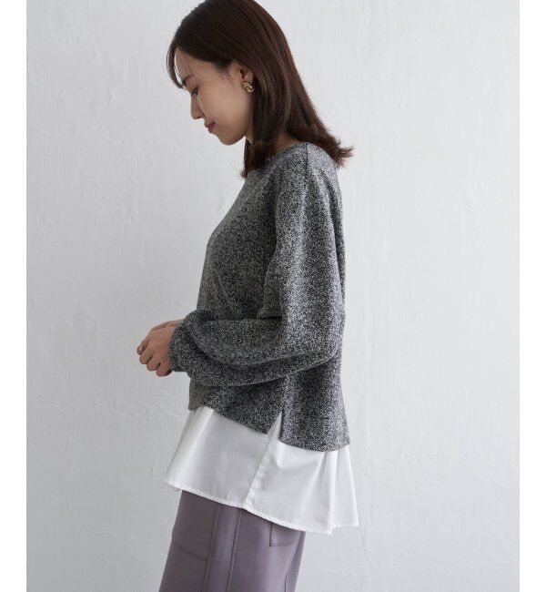 ikka「カットツイード裾レイヤードプルオーバー」|その他|
