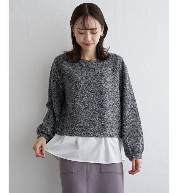 ikka「カットツイード裾レイヤードプルオーバー」|その他|