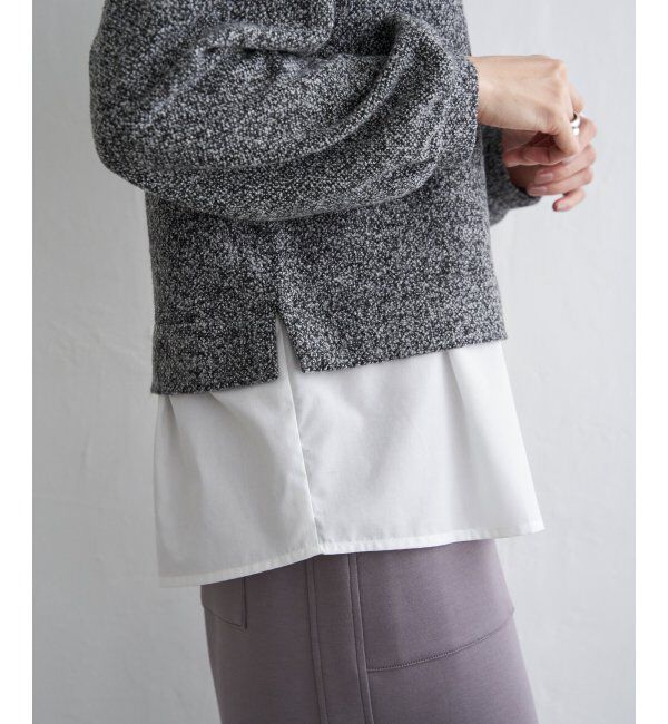 ikka「カットツイード裾レイヤードプルオーバー」|その他|