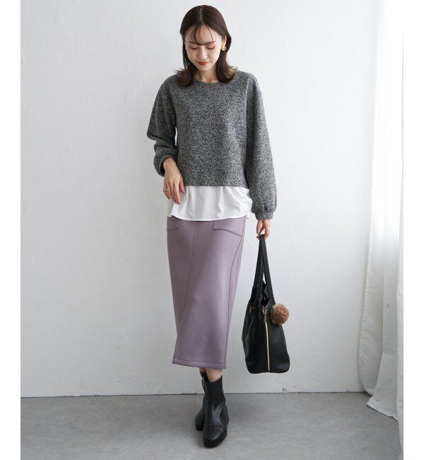 ikka「カットツイード裾レイヤードプルオーバー」|その他|