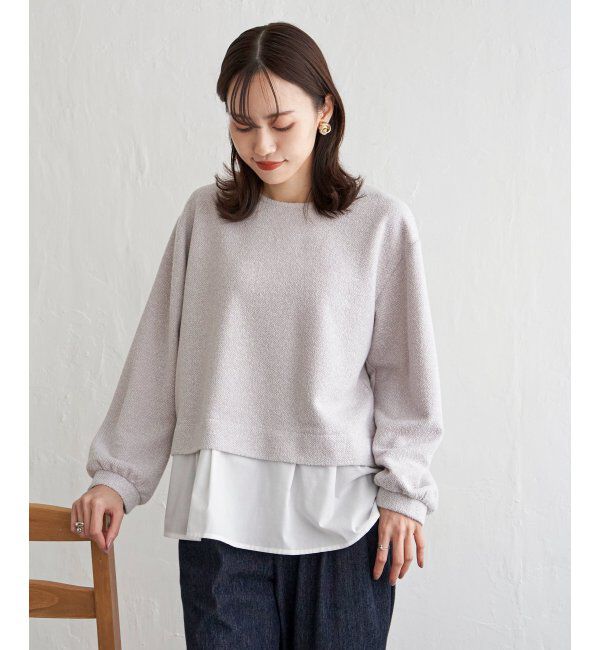 ikka「カットツイード裾レイヤードプルオーバー」|その他|