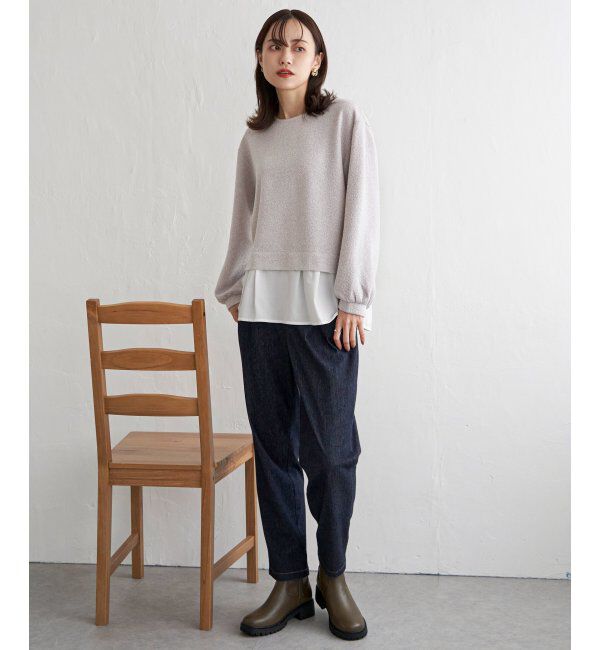 ikka「カットツイード裾レイヤードプルオーバー」|その他|