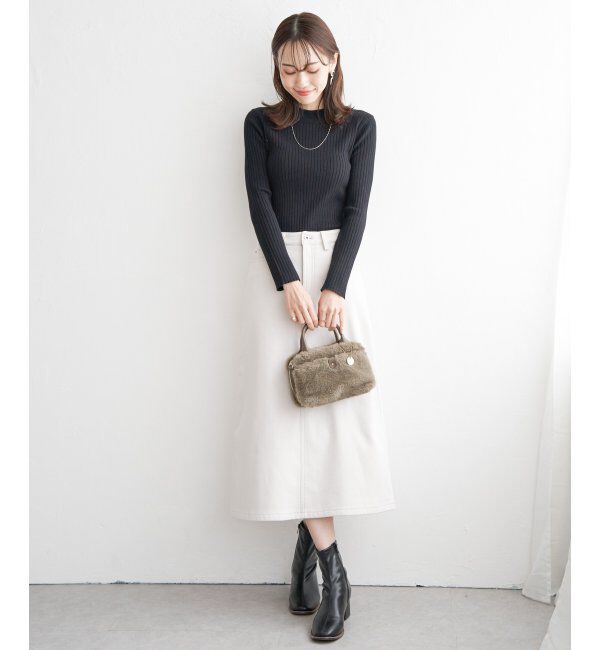 ikka「【洗濯機で洗える】クリーミーミニハイネックリブニット」|プルオーバー|