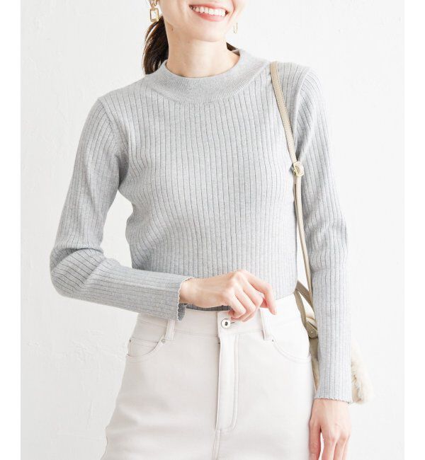 ikka「【洗濯機で洗える】クリーミーミニハイネックリブニット」|プルオーバー|