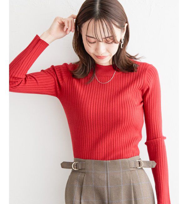 ikka「【洗濯機で洗える】クリーミーミニハイネックリブニット」|プルオーバー|