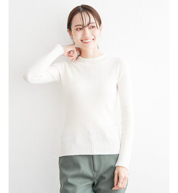 ikka「【洗濯機で洗える】クリーミーミニハイネックリブニット」|プルオーバー|