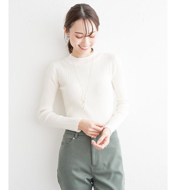 ikka「【洗濯機で洗える】クリーミーミニハイネックリブニット」|プルオーバー|