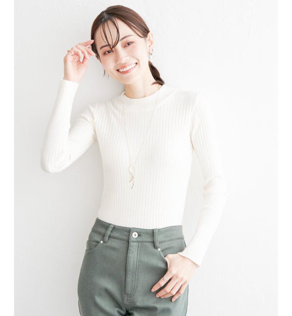 ikka「【洗濯機で洗える】クリーミーミニハイネックリブニット」|プルオーバー|
