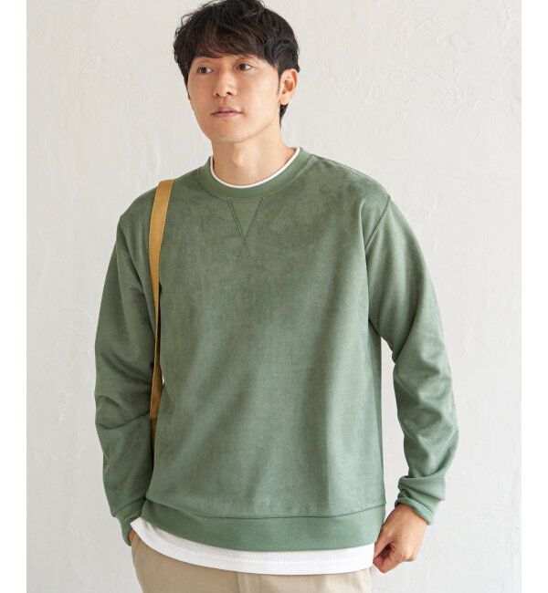 ikka「GOKU楽 フェイクスエードレイヤード」|パーカー|グリーン