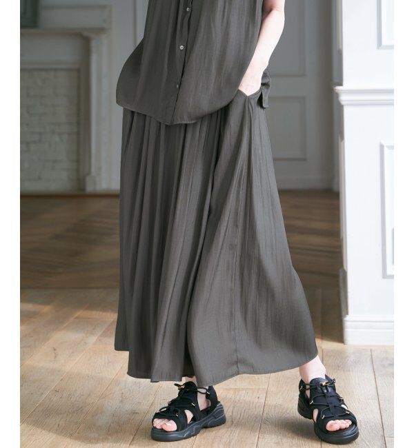 ikka「【セットアップ対応】カッセンボリュームラップスカーチョ」|その他|チャコール