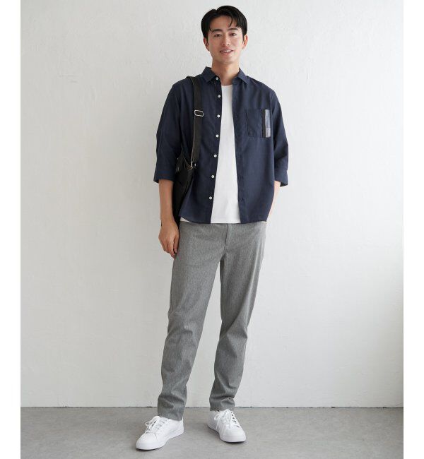 ikka「7分袖リネン混切り替えポケットシャツ」|シャツ・ブラウス|
